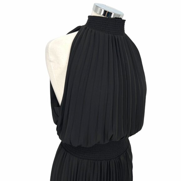 Halogen Pleated High Neck Sleeveless Handkerchief Dress Black Size Large NWOT - Picture 3 of 10